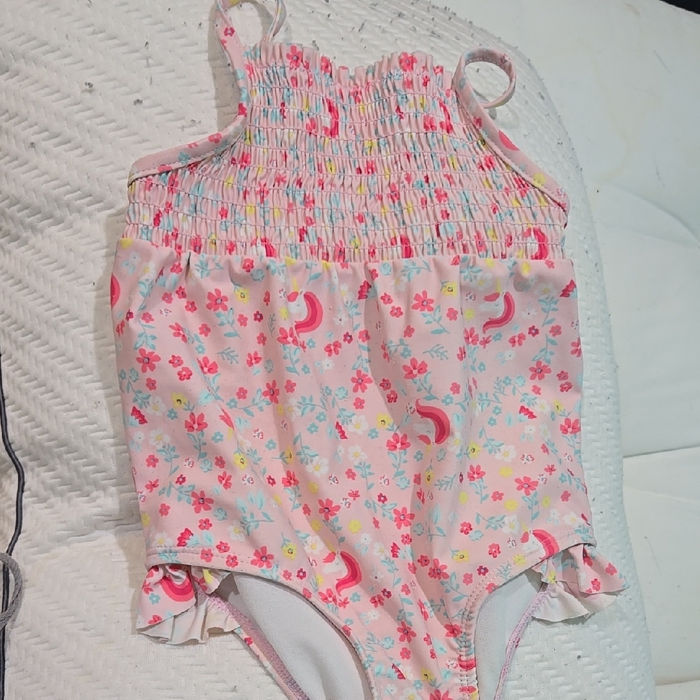 Carter's Pink Floral Unicorn One Piece Swimsuit